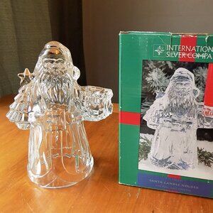 International Silver Company, 7.5" Santa Candle Holder, 24% Full Lead Crystal